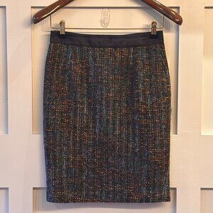 ✨ Boden Tweed Pencil Skirt Size 4 🎨 Multicolor Bouclé Wool Blend Lined Classic